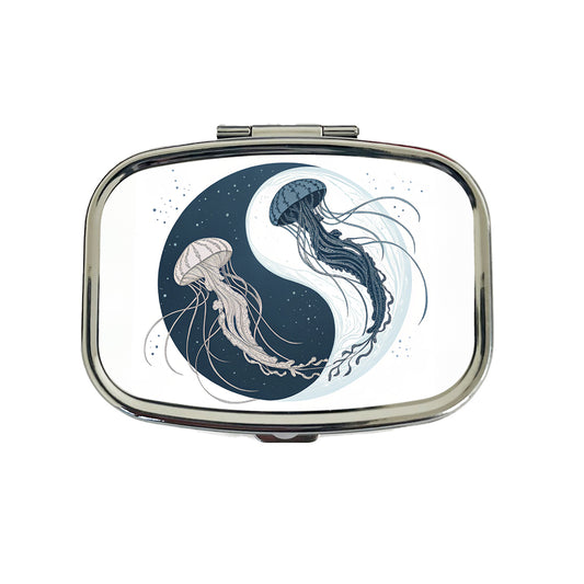 Two Jellyfish Yin Yang Travel Pill Box Case
