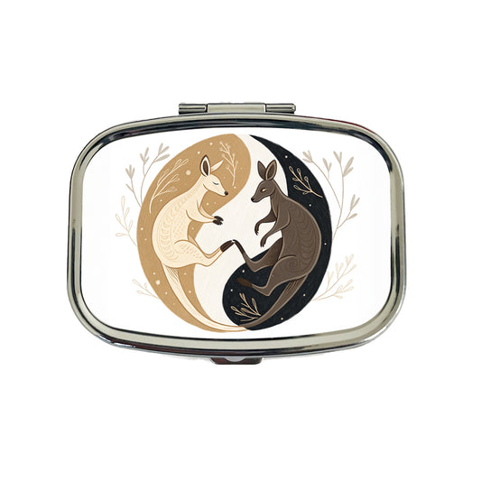 Two Kangaroos Yin Yang Dark Light Travel Pill Box Case