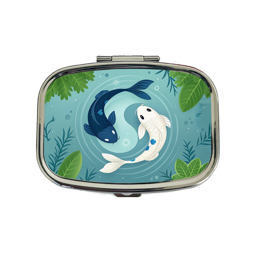 Two Koi Yin Yang Cute Travel Pill Box Case