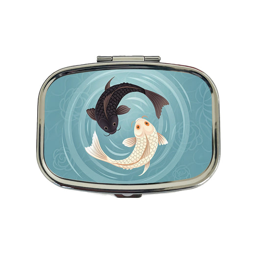 Two Koi Yin Yang Travel Pill Box Case