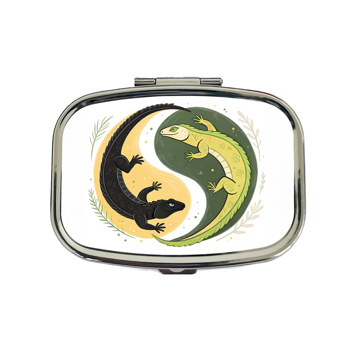 Two Komodo Dragons Yin Yang Travel Pill Box Case