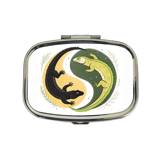 Two Komodo Dragons Yin Yang Travel Pill Box Case