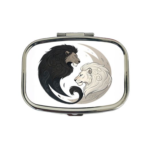 Two Lions Yin Yang Travel Pill Box Case