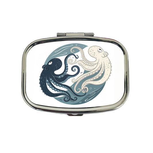 Two Octopus Yin Yang Travel Pill Box Case