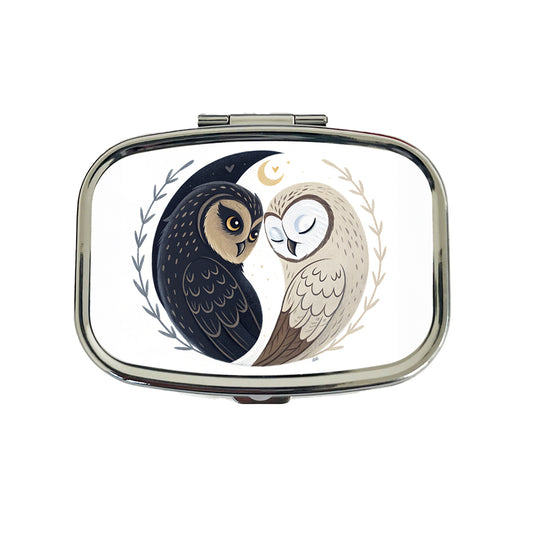 Two Owls Yin Yang Travel Pill Box Case