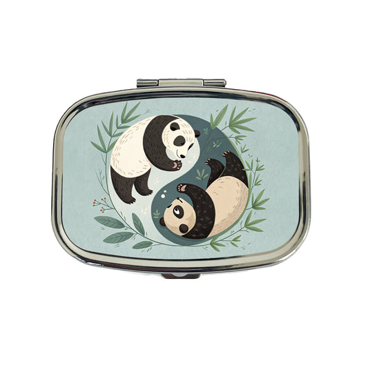 Two Pandas Yin Yang Cute Travel Pill Box Case