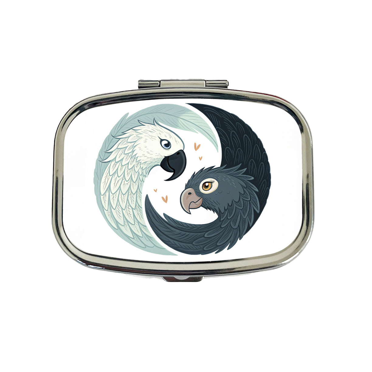 Two Parrots Yin Yang Sweet Travel Pill Box Case