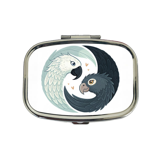 Two Parrots Yin Yang Sweet Travel Pill Box Case