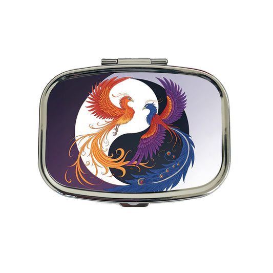Two Phoenix Yin Yang Travel Pill Box Case