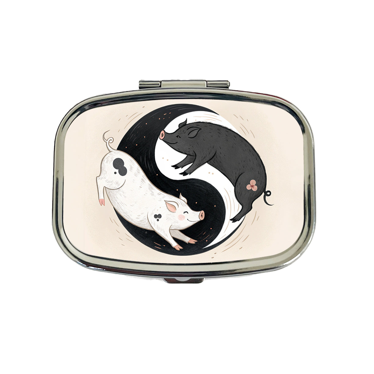 Two Pigs Yin Yang Cute Travel Pill Box Case