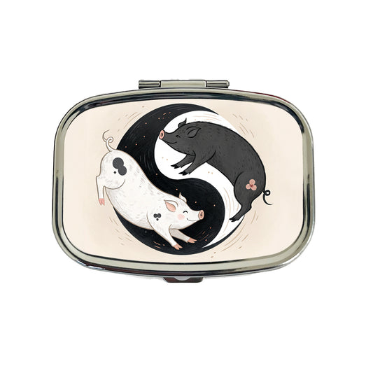 Two Pigs Yin Yang Cute Travel Pill Box Case