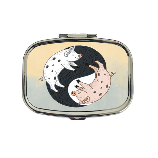 Two Pigs Yin Yang Sweet Travel Pill Box Case