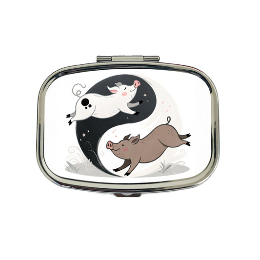 Two Pigs Yin Yang Travel Pill Box Case