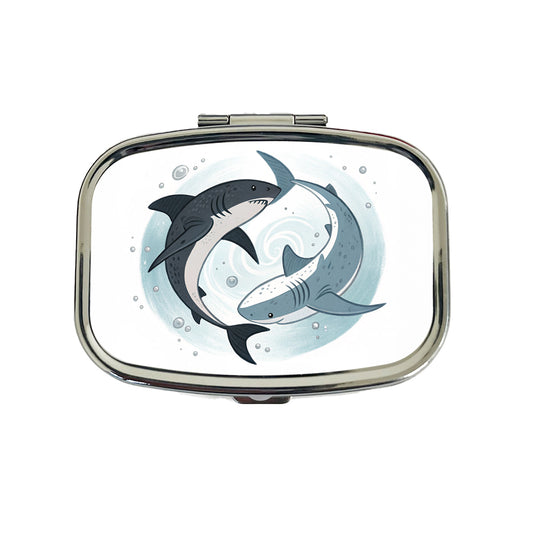 Two Sharks Yin Yang Travel Pill Box Case