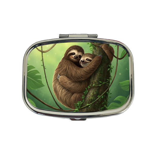 Two Sloths Hugging Travel Pill Box Case