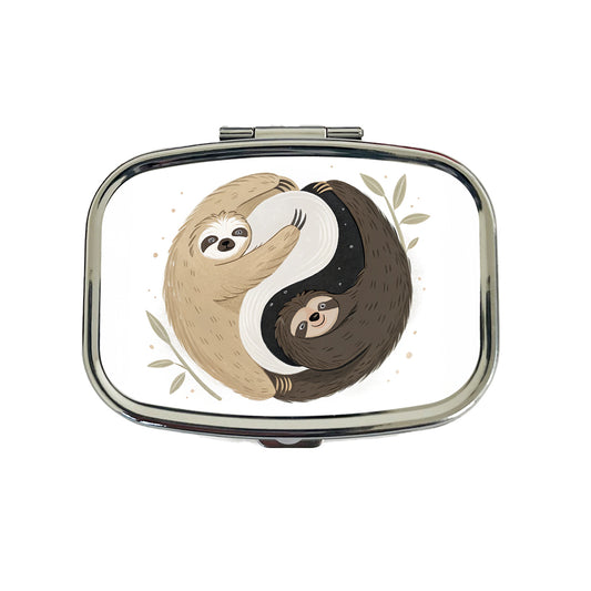 Two Sloths Yin Yang Travel Pill Box Case