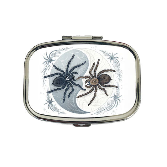 Two Tarantulas Spiders Yin Yang Travel Pill Box Case