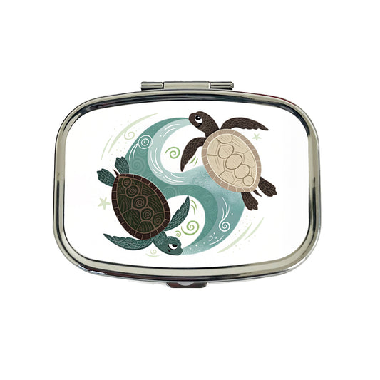 Two Turtles Yin Yang Travel Pill Box Case