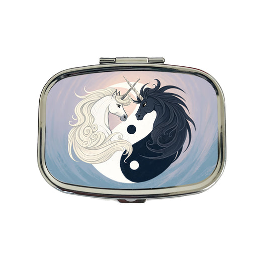 Two Unicorns Yin Yang Travel Pill Box Case