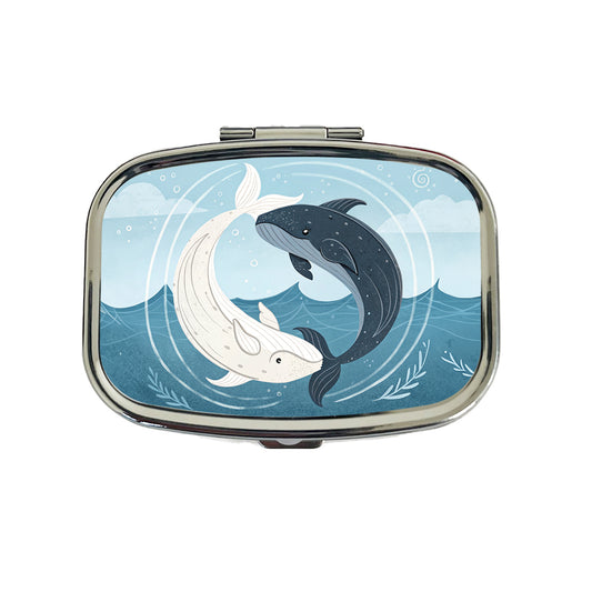 Two Whales Yin Yang Ocean Travel Pill Box Case