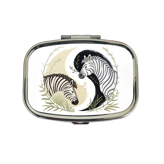 Two Zebras Yin Yang Travel Pill Box Case