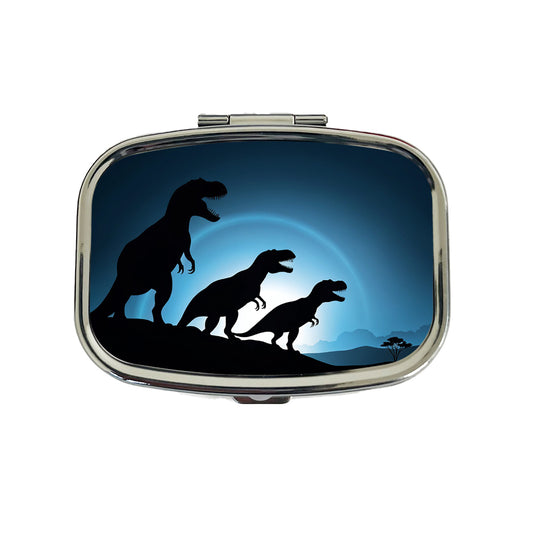 Tyrannosaurus T-Rex Dinosaur Night Silhouettes Travel Pill Box Case