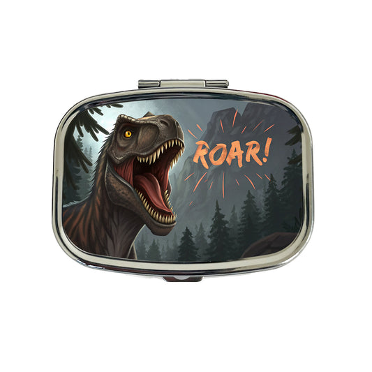 Tyrannosaurus T-Rex Dinosaur Roar Bold Text Travel Pill Box Case