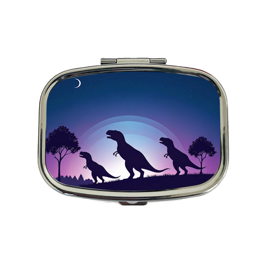 Tyrannosaurus T-Rex Dinosaur Silhouettes Travel Pill Box Case