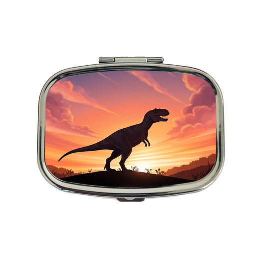 Tyrannosaurus T-Rex Dinosaur Sunset Travel Pill Box Case