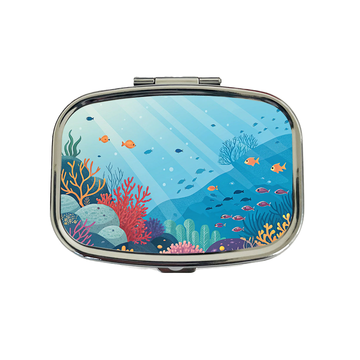 Underwater Reef Scene Fish Coral Ocean Tropical Travel Pill Box Case