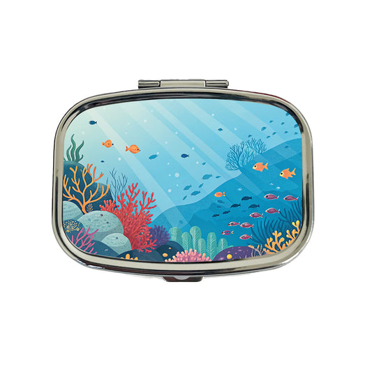 Underwater Reef Scene Fish Coral Ocean Tropical Travel Pill Box Case