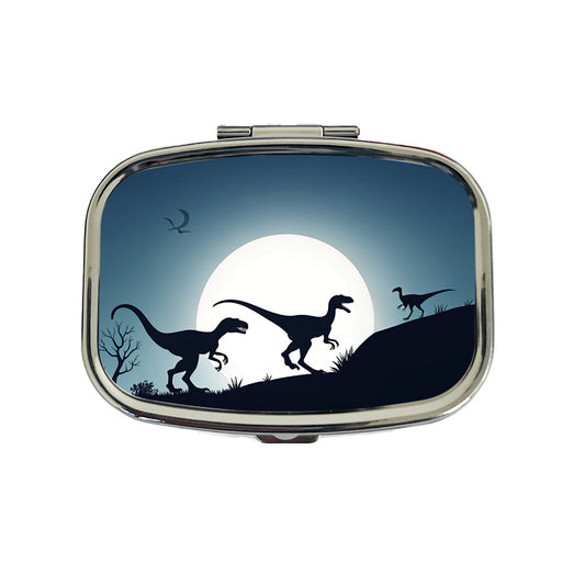 Velociraptor Silhouettes Dinosaurs Travel Pill Box Case