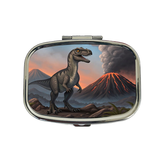 Velociraptor Volcano Dinosaur Travel Pill Box Case