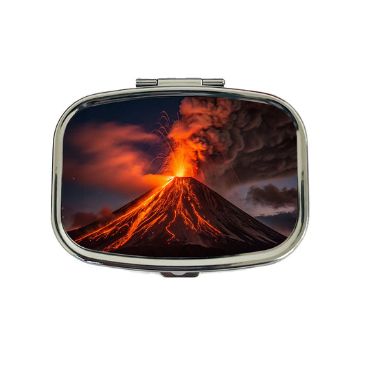 Volcano Erupting At Night Lava Travel Pill Box Case