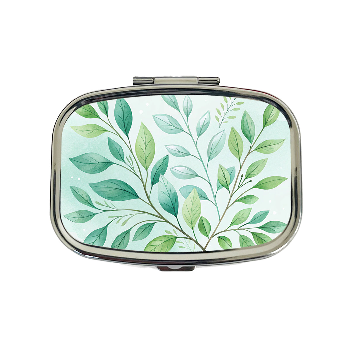 Watercolor Green Leaves And Branches Minimalist Travel Pill Box Case
