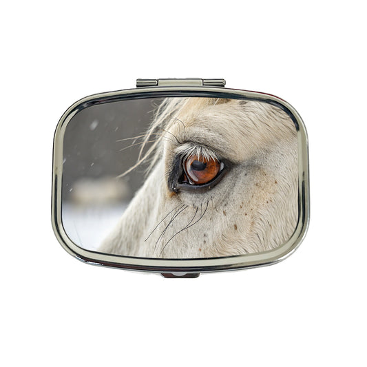 White Horse Eye Close Up Travel Pill Box Case