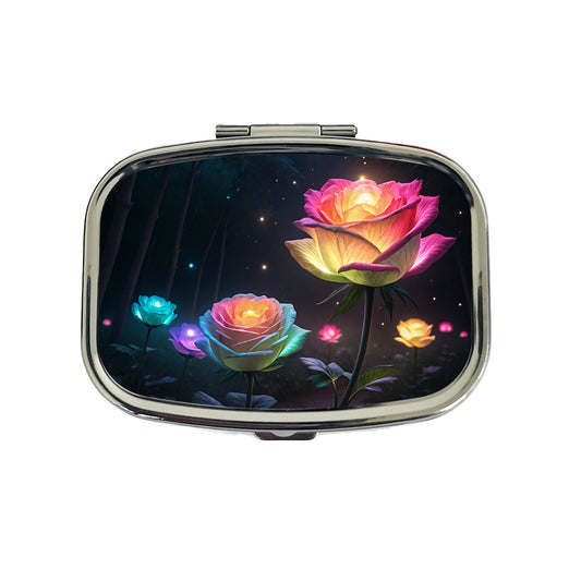 Glowing Roses Beautiful Flowers Travel Pill Box Case