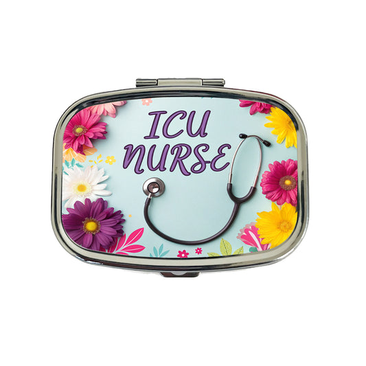 ICU Nurse Appreciation Stethoscope Flowers Travel Pill Box Case