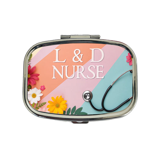 L & D Labor And Delivery Nurse Appreciation Stethoscope Flowers Travel Pill Box Case