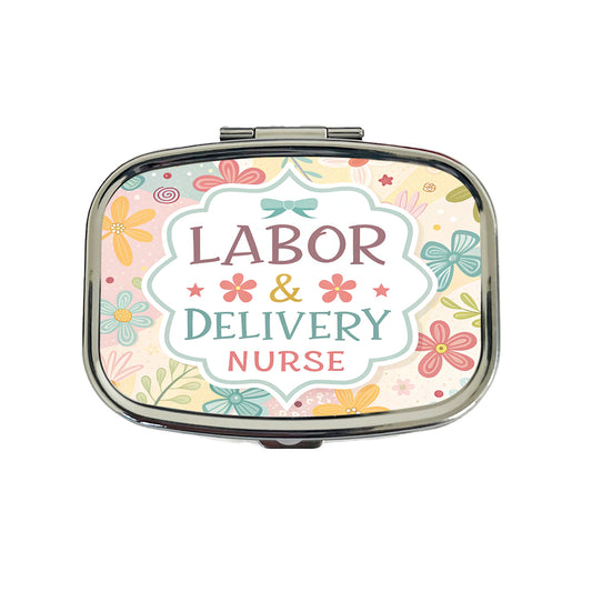 Labor & Delivery Nurse Appreciation Coquette Bows Flowers Travel Pill Box Case