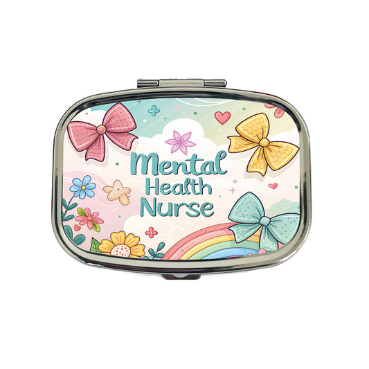 Mental Health Nurse Appreciation Coquette Bows Flowers Travel Pill Box Case