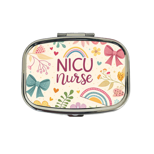 NICU Neonatal Nurse Appreciation Coquette Bows Flowers Travel Pill Box Case