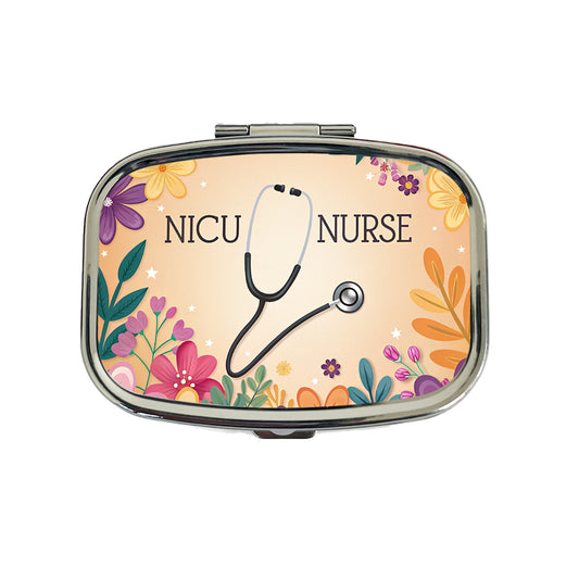 NICU Neonatal Nurse Appreciation Stethoscope Flowers Travel Pill Box Case