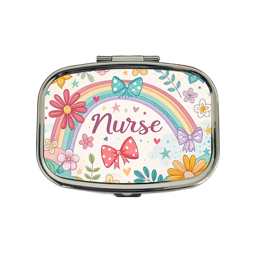 Nurse Appreciation Coquette Bows Flowers Travel Pill Box Case