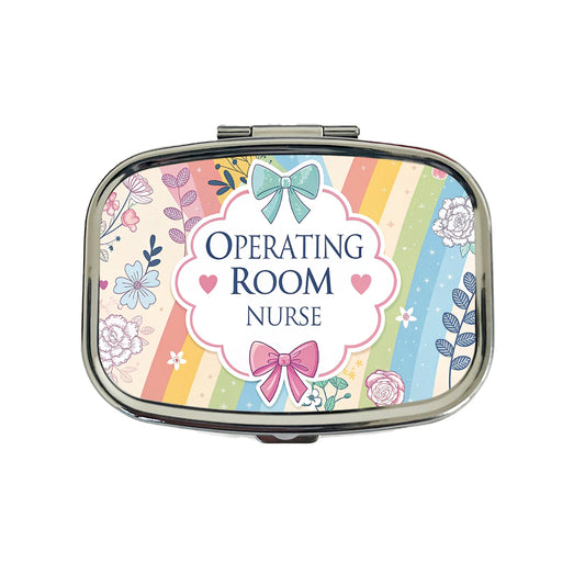 Operating Room Nurse Appreciation Coquette Bows Flowers Travel Pill Box Case