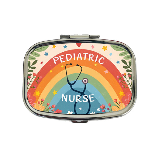 Pediatric Nurse Appreciation Stethoscope Flowers Travel Pill Box Case