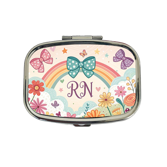 RN Registered Nurse Appreciation Coquette Bows Flowers Travel Pill Box Case