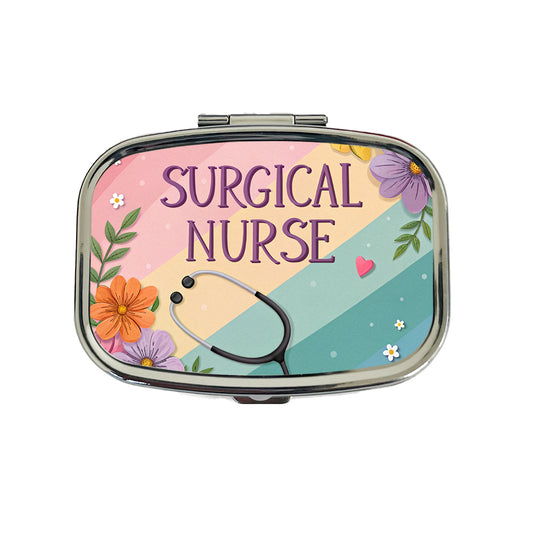 Surgical Nurse Appreciation Stethoscope Flowers Travel Pill Box Case