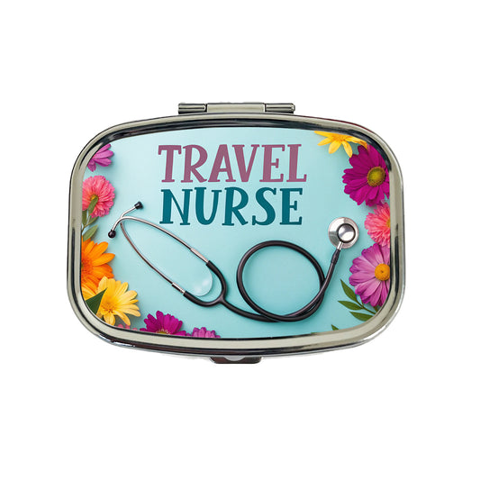 Travel Nurse Appreciation Stethoscope Flowers Travel Pill Box Case