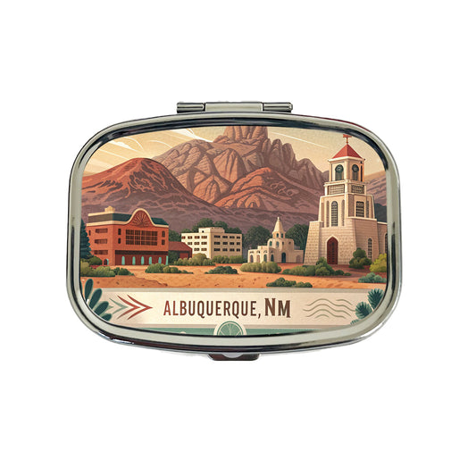 Albuquerque, New Mexico NM Travel City State Stamp Travel Pill Box Case